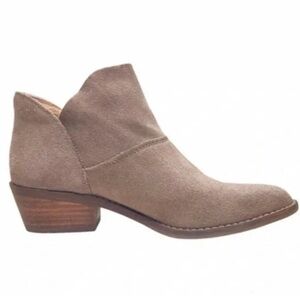 Lucky Brand Fahmida Taupe Tan Genuine Suede Ankle Bootie Size 6